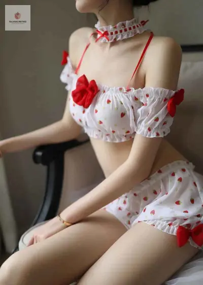 2026 Sweet Strawberry Maid Cosplay Lingerie Set