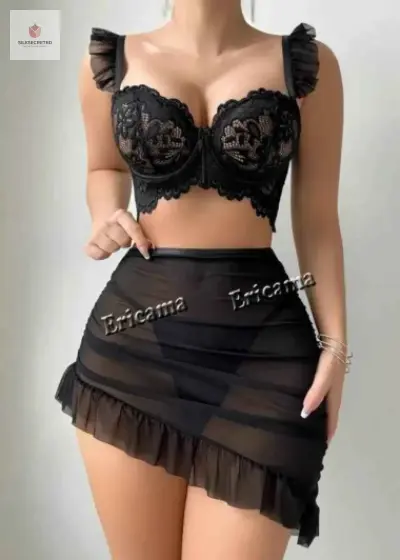 Exquisite Black Lace & Mesh Lingerie Set secondary
