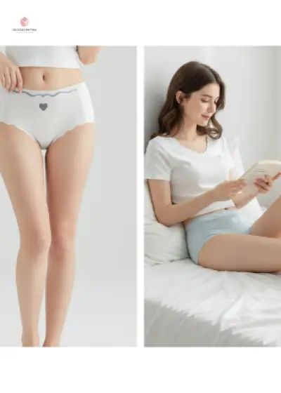 Ladies Seamless Ice Silk Heart-Print Briefs