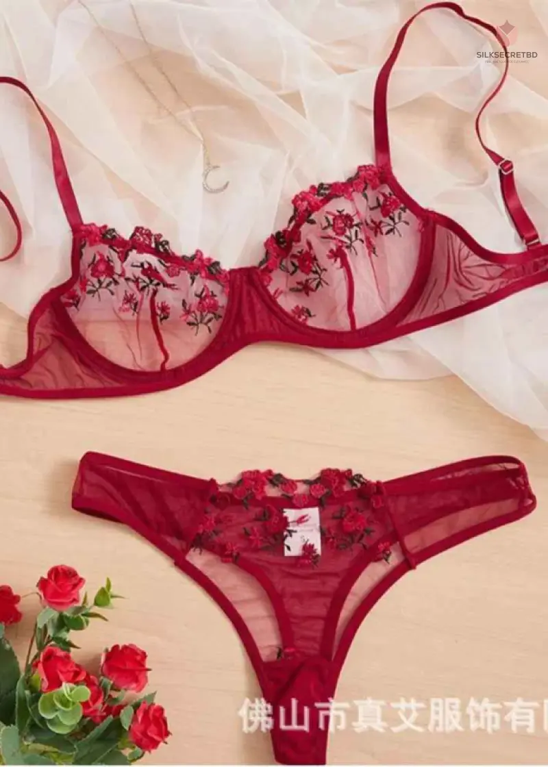 Sexy Set Cosplay Costumes Dessous Transparent Bralette 2-teilige Push-Up Panty Sets