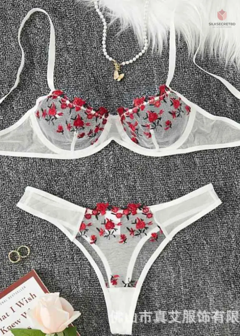 Sexy Set Cosplay Costumes Dessous Transparent Bralette 2-teilige Push-Up Panty Sets