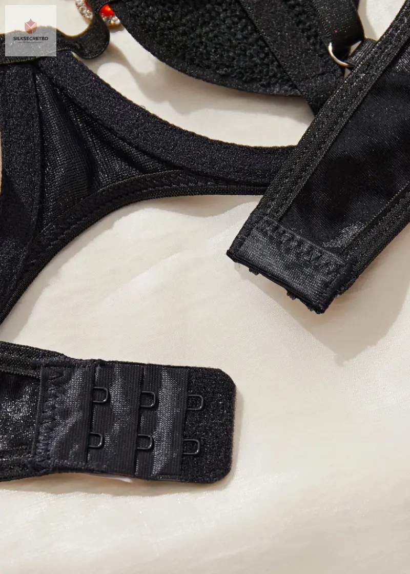 Sexy Hollow Heart Three-Point Underwear Set Girls Sensation Cross-Border New Arrival Polyester Mesh Fabric Breathable Comfort...