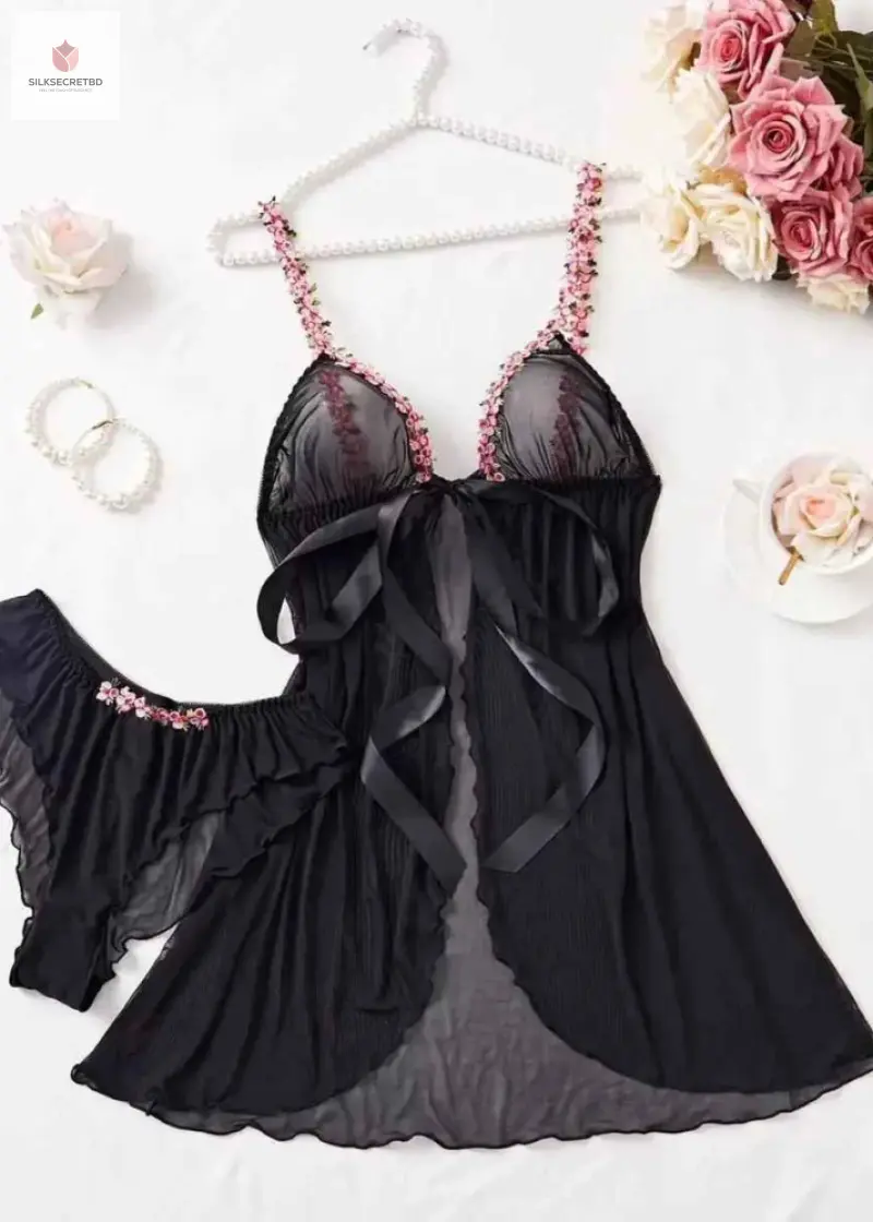 Front Closure Transparent Lace Lingerie | Floral Sleepwear