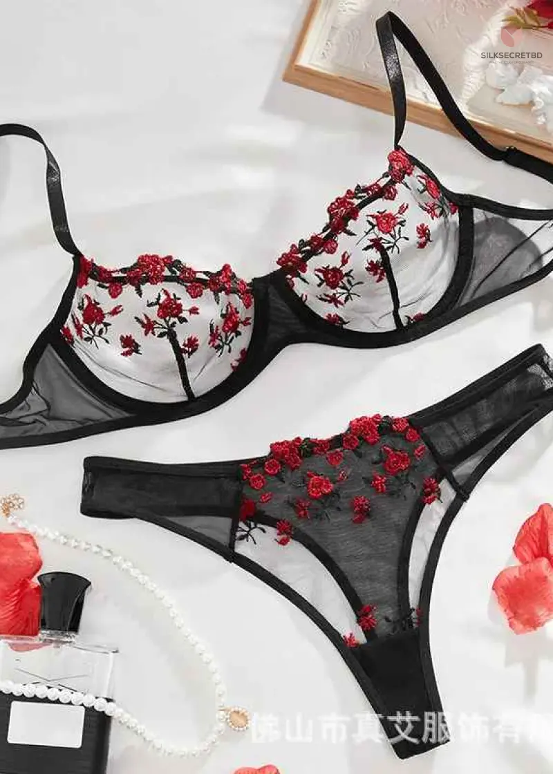 Sexy Set Cosplay Costumes Dessous Transparent Bralette 2-teilige Push-Up Panty Sets