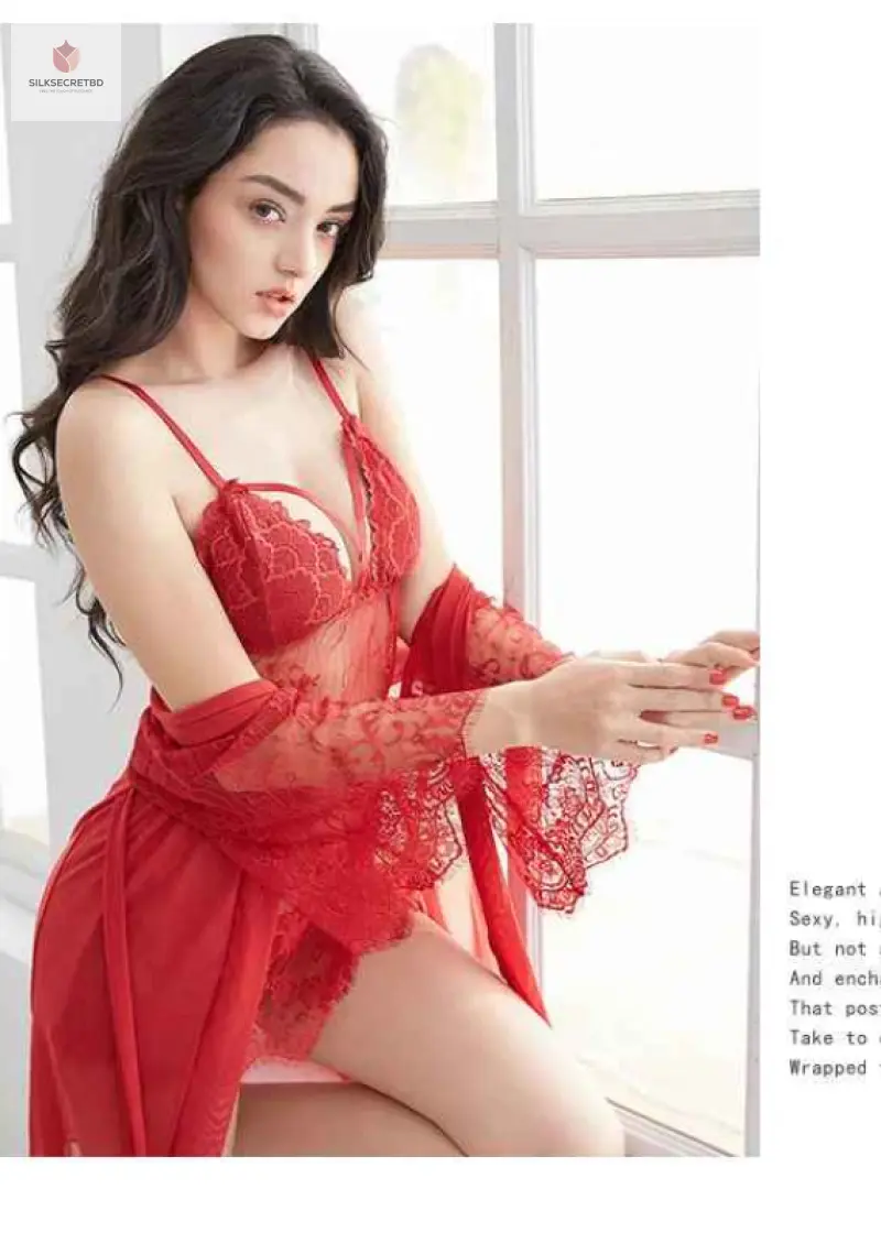 Sexy Lace Mesh Nightgown Sleepwear