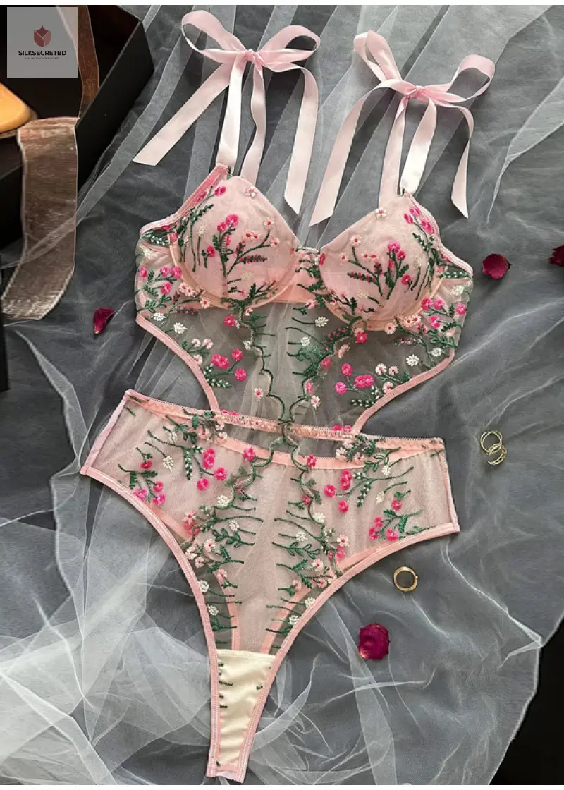 Premium Floral Embroidery Lace Bodysuit!
