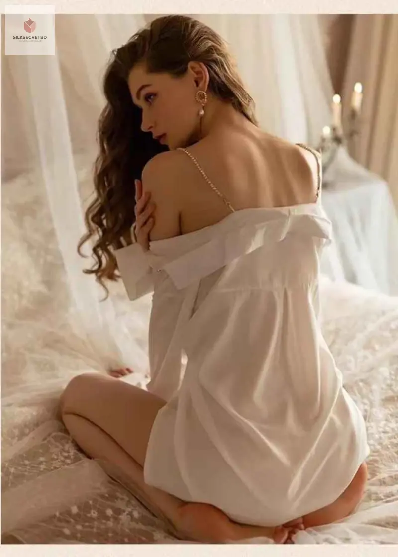 Diamond Chain Off-Shoulder Chiffon Sleeping Dress
