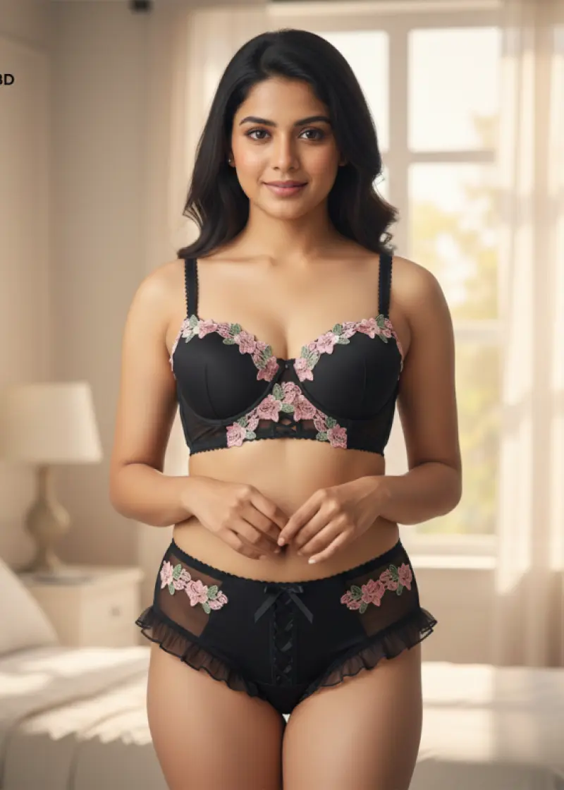 New French Retro Sexy Lace Sweet Floral Embroidery Bra Push-up Bra