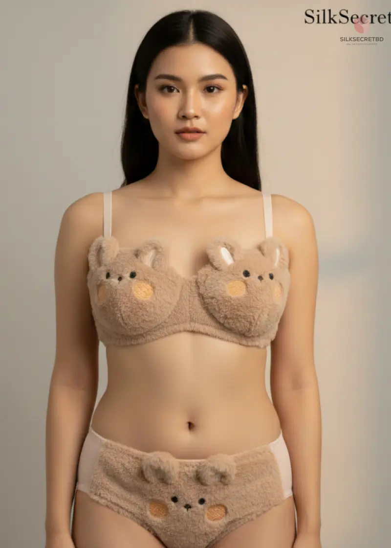 Japanese Cute Girl Plush Underwear Autumn And Winter Japanese Bra Set