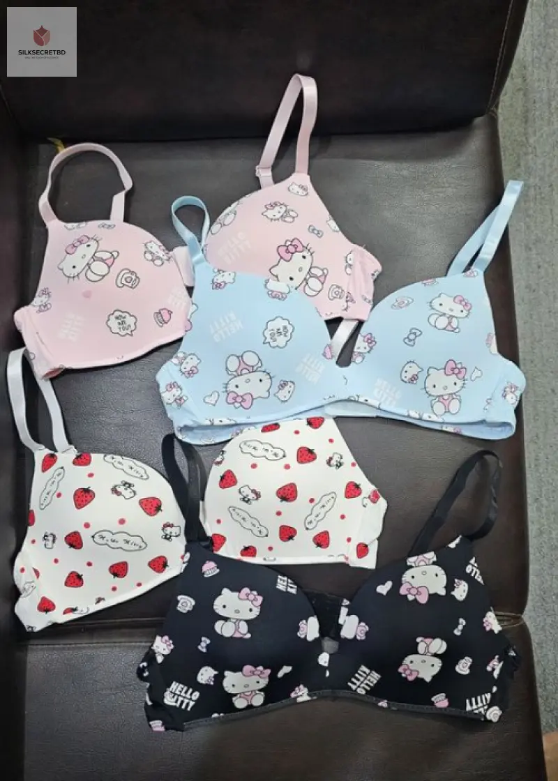 Sanrio Cartoon Cute Hellokitty Girls Slimming Bra Intimates Comfort Student Active Bras Sweet Women's Underwear Chest Gathered